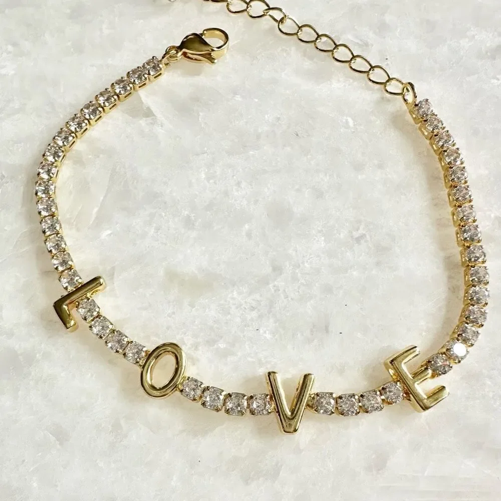 LOVE Cubic zirconia and tennis bracelet ￼
